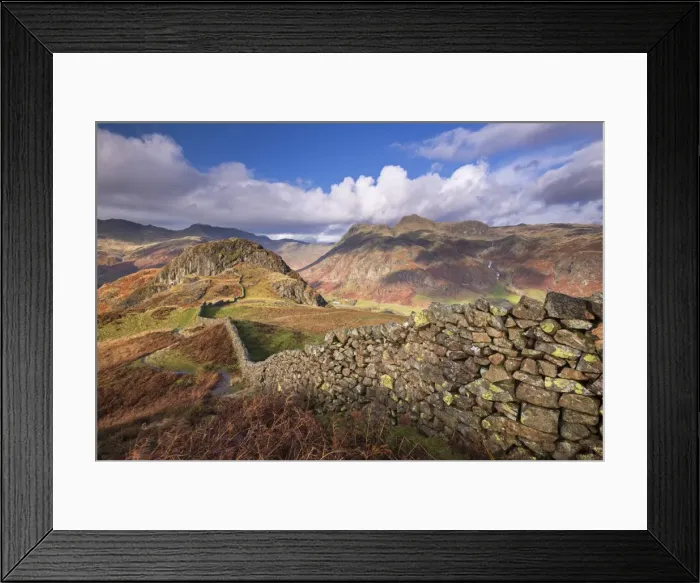 Framed Print : Drystone wall near the Langdale Valley in the Lake District, Cumbria, England. Autumn Framed Print : Drystone wall near the Langdale Valley in the Lake District, Cumbria, England. Autumn