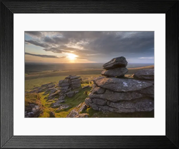 Framed Print : Sunset over Arms Tor, Dartmoor National Park, Devon, England. Summer (August) Framed Print : Sunset over Arms Tor, Dartmoor National Park, Devon, England. Summer (August)