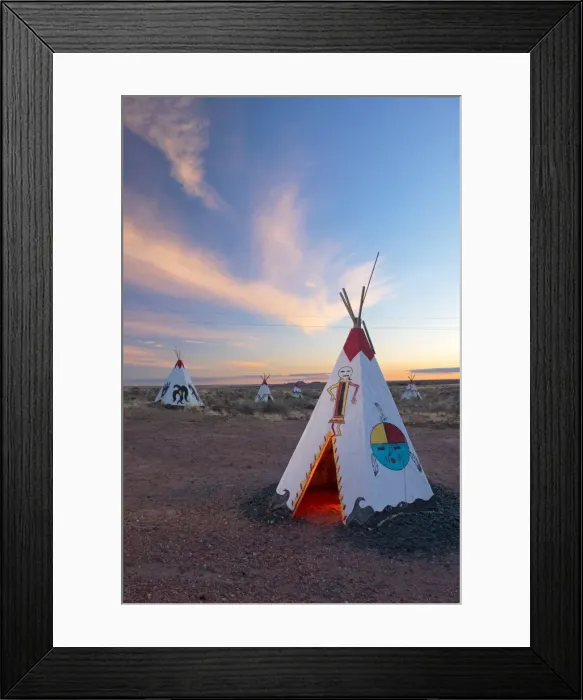 Framed Print : USA, Arizona, Route 66, Kitsch tipi village Framed Print : USA, Arizona, Route 66, Kitsch tipi village