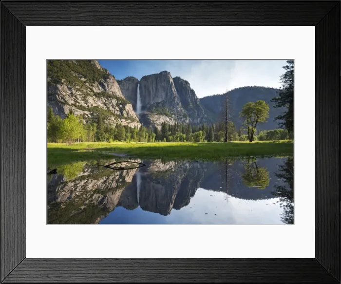 Framed Print : Yosemite Falls viewed across a Yosemite Valley meadow, California, USA Framed Print : Yosemite Falls viewed across a Yosemite Valley meadow, California, USA
