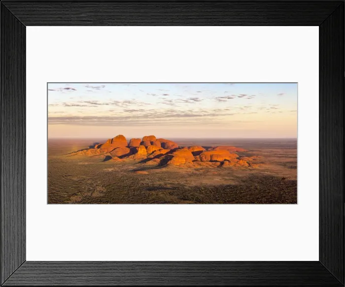 Framed Print : Kata Tjuta at sunrise, Aerial View, Red Center. Northern Territory, Australia Framed Print : Kata Tjuta at sunrise, Aerial View, Red Center. Northern Territory, Australia