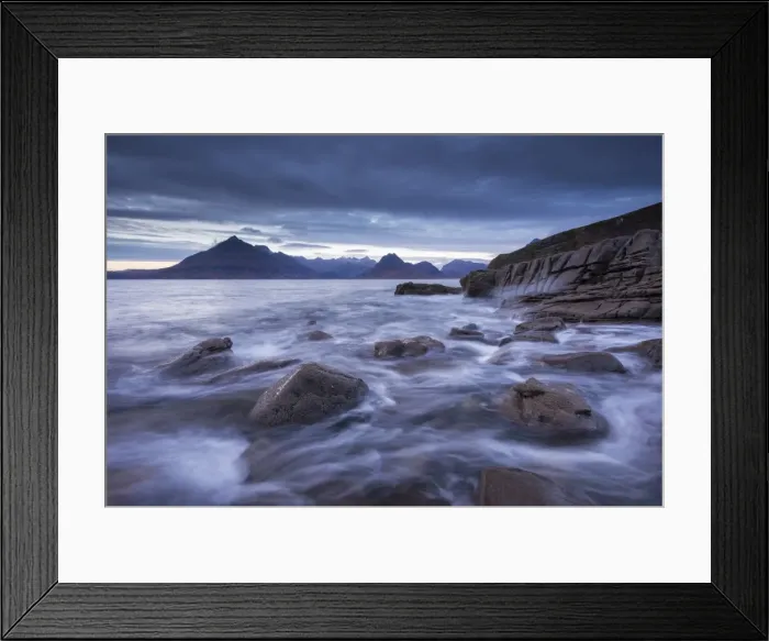 Framed Print : Waves rush around the rocky shores of Elgol, Isle of Skye, Scotland. Winter (December) Framed Print : Waves rush around the rocky shores of Elgol, Isle of Skye, Scotland. Winter (December)
