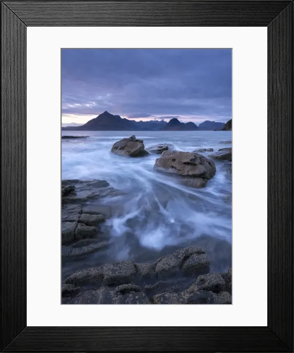 Framed Print : The Black Cuillin mountains from the rocky shores of Elgol, Isle of Skye, Scotland Framed Print : The Black Cuillin mountains from the rocky shores of Elgol, Isle of Skye, Scotland