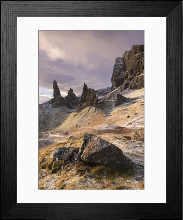 Framed Print : The Old Man of Storr on a winter morning, Isle of Skye, Scotland. Winter (December) Framed Print : The Old Man of Storr on a winter morning, Isle of Skye, Scotland. Winter (December)