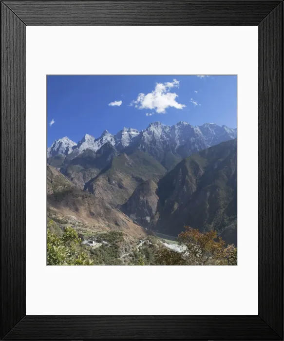 Framed Print : Tiger Leaping Gorge and Jade Dragon Snow Mountain (Yulong Xueshan), Yunnan, China Framed Print : Tiger Leaping Gorge and Jade Dragon Snow Mountain (Yulong Xueshan), Yunnan, China