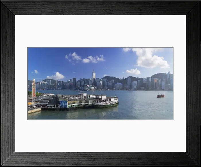 Framed Print : View of Star Ferry Terminal and Hong Kong Island skyline, Hong Kong, China Framed Print : View of Star Ferry Terminal and Hong Kong Island skyline, Hong Kong, China