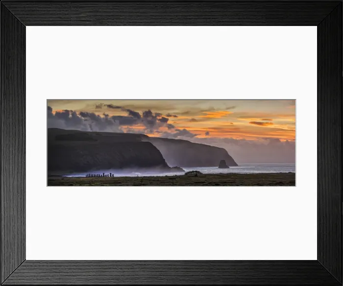 Framed Print : South America, Chile, Easter Island, Isla de Pascua, Moai stone human figures at sunrise Framed Print : South America, Chile, Easter Island, Isla de Pascua, Moai stone human figures at sunrise