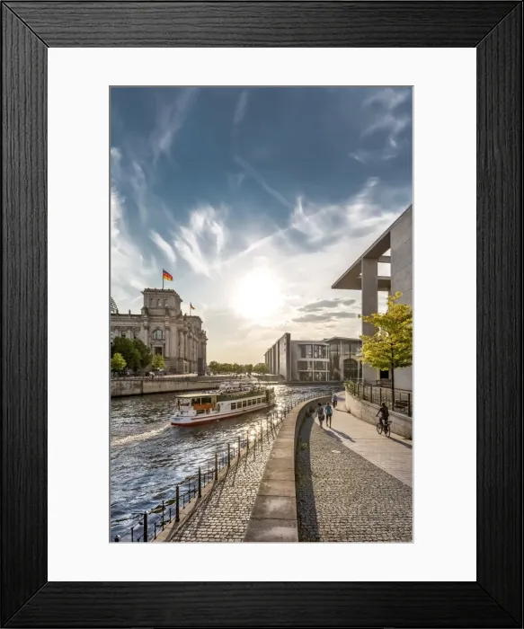 Framed Print : Sunset at Reichstag and River Spree, Berlin, Germany Framed Print : Sunset at Reichstag and River Spree, Berlin, Germany