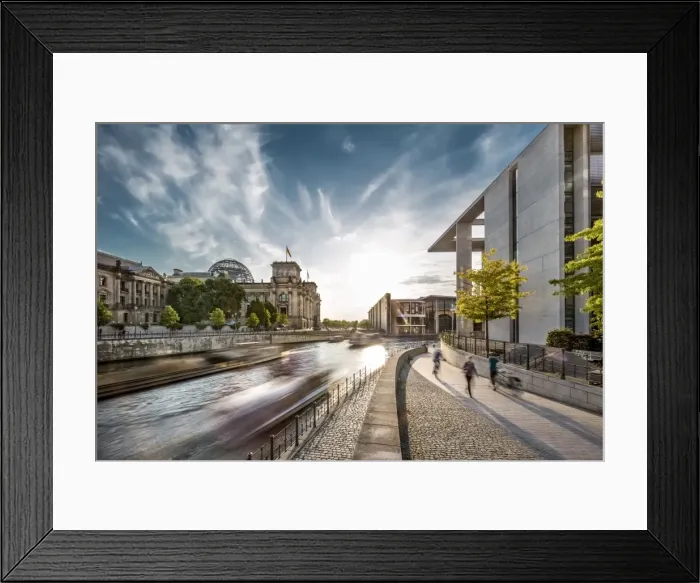 Framed Print : Sunset at Reichstag and River Spree, Berlin, Germany Framed Print : Sunset at Reichstag and River Spree, Berlin, Germany