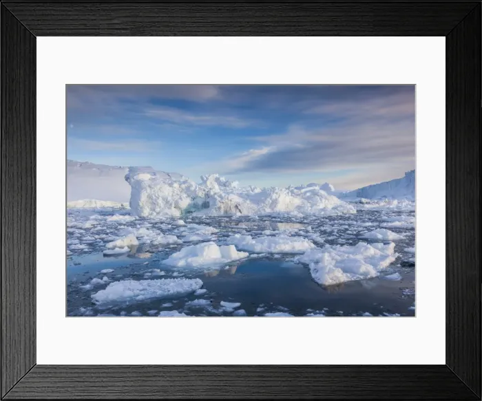 Framed Print : Greenland, Disko Bay, Ilulissat, floating ice at sunset Framed Print : Greenland, Disko Bay, Ilulissat, floating ice at sunset