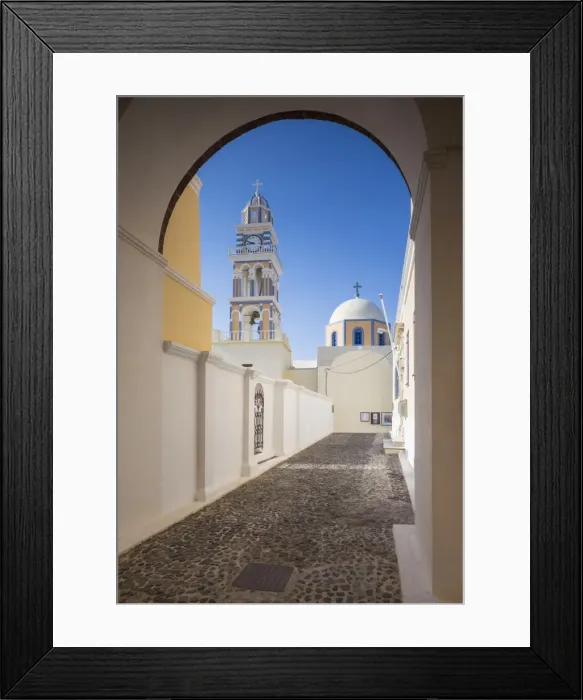 Framed Print : Catholic cathedral Church of St. John the baptist, Fira, Santorini (Thira), Cyclades Islands Framed Print : Catholic cathedral Church of St. John the baptist, Fira, Santorini (Thira), Cyclades Islands