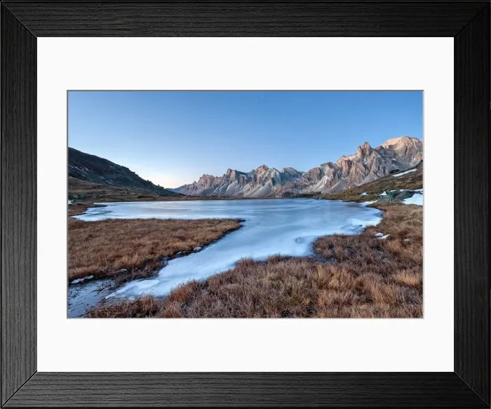 Framed Print : Frozen lake, Claree valley, cerces, French alps, France Framed Print : Frozen lake, Claree valley, cerces, French alps, France