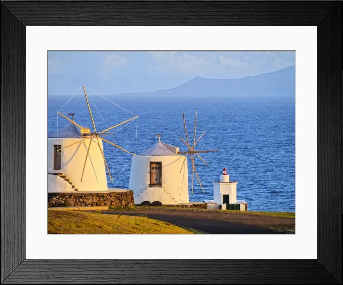 Framed Print : Portugal, Azores, Corvo, Vila do Corvo, Traditional Windmills