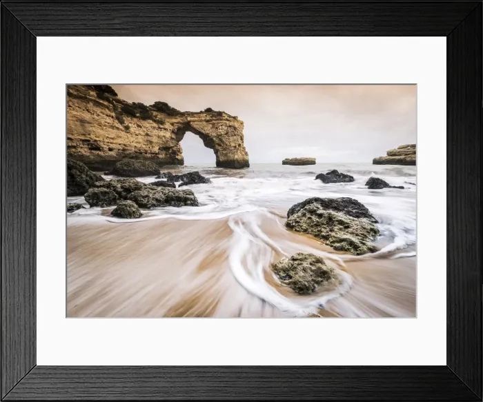 Framed Print : Praia de Albandeira, Lagoa, Algarve, Portugal. Waves between the rocks on the beach Framed Print : Praia de Albandeira, Lagoa, Algarve, Portugal. Waves between the rocks on the beach