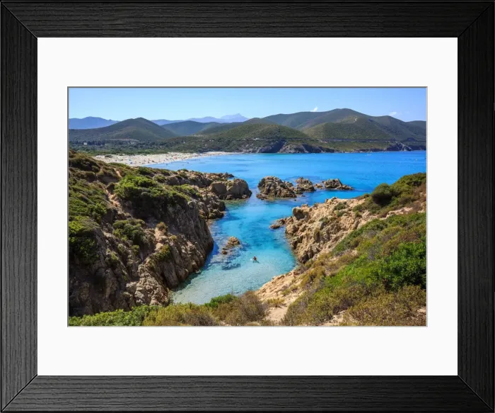 Framed Print : France, Corse, cove from the Ostriconi beach, Balagne Framed Print : France, Corse, cove from the Ostriconi beach, Balagne