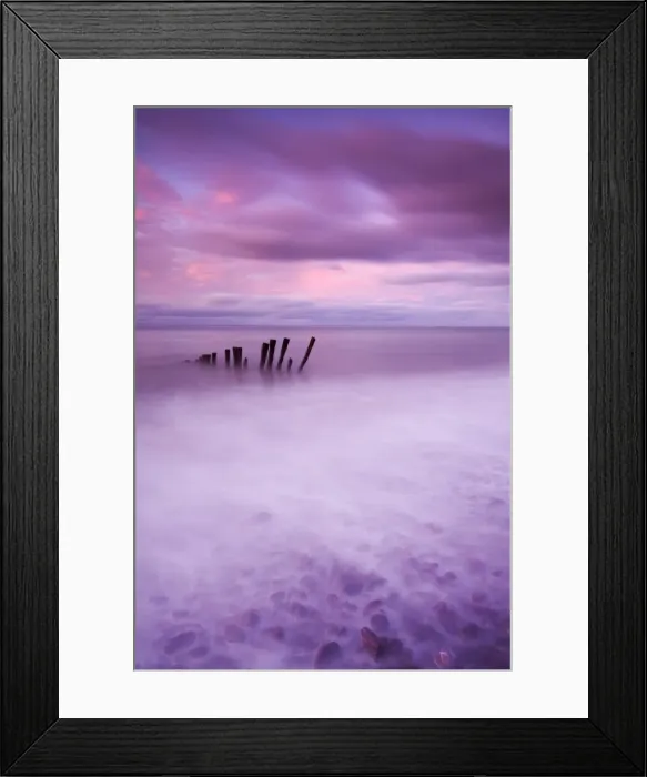 Framed Print : Wooden posts at high tide on Porlock Beach, Exmoor, Somerset Framed Print : Wooden posts at high tide on Porlock Beach, Exmoor, Somerset