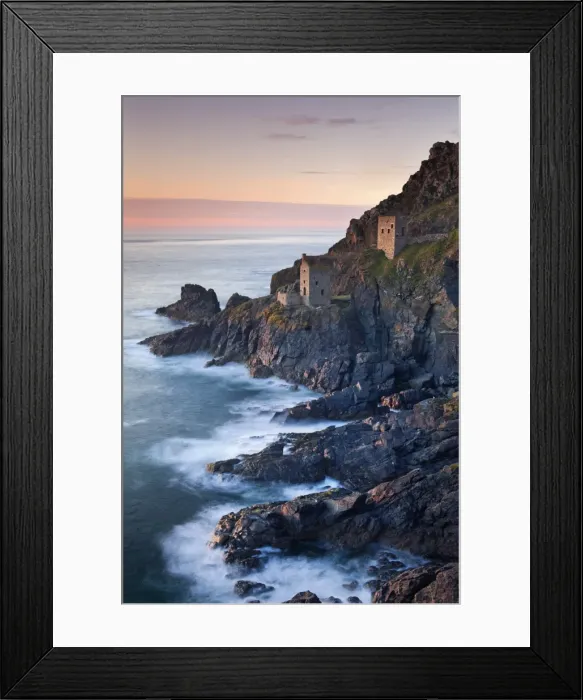 Framed Print : Remains of The Crowns tin mine engine houses on the Cornish Atlantic coast near Botallack Framed Print : Remains of The Crowns tin mine engine houses on the Cornish Atlantic coast near Botallack