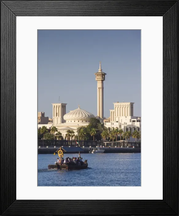 Framed Print : UAE, Dubai, Deira, Abra water taxis on Dubai Creek