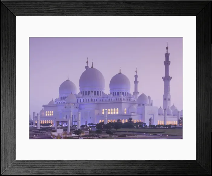Framed Print : UAE, Abu Dhabi, Sheikh Zayed bin Sultan Mosque, exterior, dawn Framed Print : UAE, Abu Dhabi, Sheikh Zayed bin Sultan Mosque, exterior, dawn
