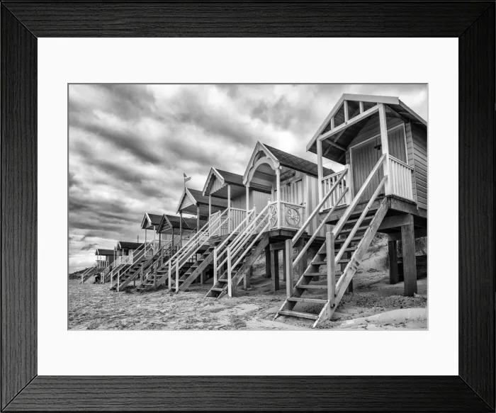 Framed Print : Beach huts in Wells-Next-the-Sea, Norfolk, UK Framed Print : Beach huts in Wells-Next-the-Sea, Norfolk, UK