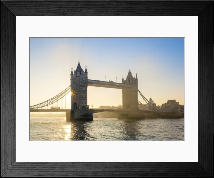 Framed Print : United Kingdom, England, London. Early morning sun rising behind Tower Bridge over Framed Print : United Kingdom, England, London. Early morning sun rising behind Tower Bridge over