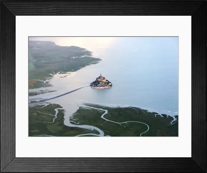 Framed Print : aerial view of Mont Saint Michel at high tide, Manche, France Framed Print : aerial view of Mont Saint Michel at high tide, Manche, France