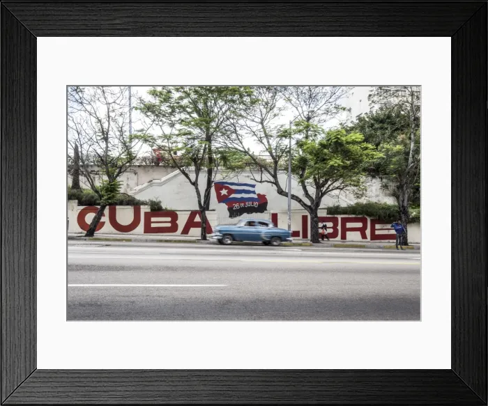 Framed Print : Revolutionary sign on Calle 23, Vedado, Havana, Cuba