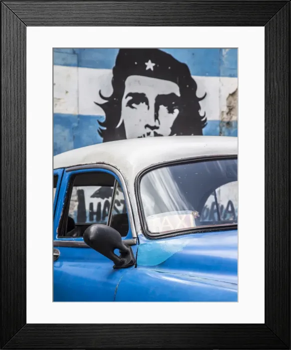 Framed Print : Classic American car and Cuban flag, Habana Vieja, Havana, Cuba Framed Print : Classic American car and Cuban flag, Habana Vieja, Havana, Cuba