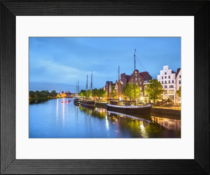 Framed Print : View over river Trave towards old town, Lubeck, Baltic coast, Schleswig-Holstein, Germany Framed Print : View over river Trave towards old town, Lubeck, Baltic coast, Schleswig-Holstein, Germany