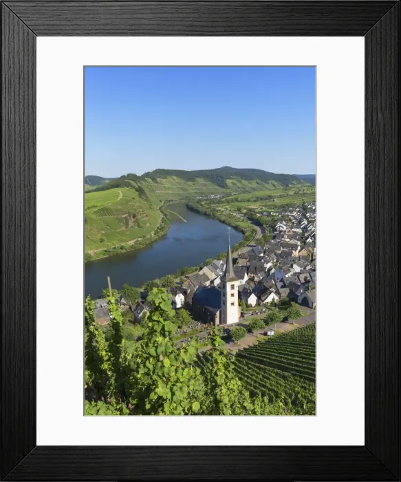 Framed Print : View of River Moselle, Bremm, Rhineland-Palatinate, Germany Framed Print : View of River Moselle, Bremm, Rhineland-Palatinate, Germany