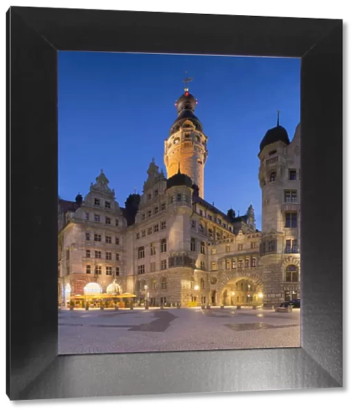 New Town Hall (Neues Rathaus) at dusk, Leipzig, Saxony, Germany