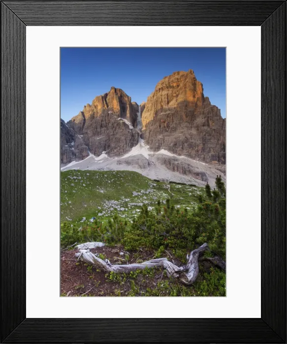 Framed Print : The Brenta Crozzon and the Tosa peak at sunrise, Adamello Brenta natural park, Trentino Alto Adige Framed Print : The Brenta Crozzon and the Tosa peak at sunrise, Adamello Brenta natural park, Trentino Alto Adige