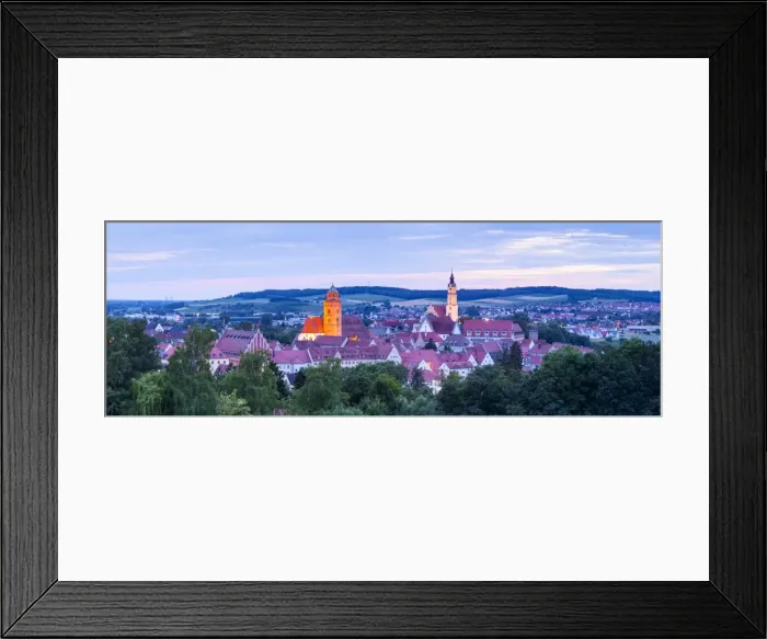 Framed Print : Elevated view over Donauworth Old Town illuminated at Dusk, Donauworth, Swabia, Bavaria Framed Print : Elevated view over Donauworth Old Town illuminated at Dusk, Donauworth, Swabia, Bavaria