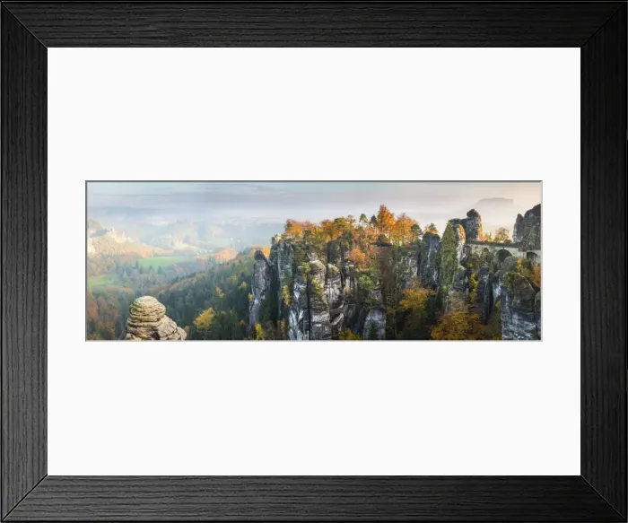 Framed Print : Bastei Bridge, Elbe Sandstone Mountains, Saxon Switzerland National Park, Germany
