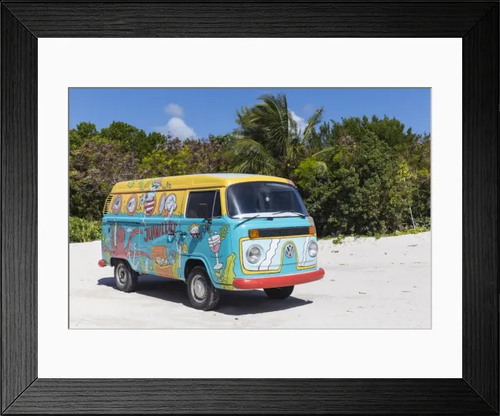 Framed Print : Dominican Republic, Punta Cana, Cap Cana, Colourful Volkswagen van parked on Juanillo Framed Print : Dominican Republic, Punta Cana, Cap Cana, Colourful Volkswagen van parked on Juanillo