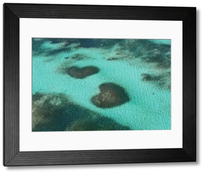 Framed Print : Dominican Republic, Punta Cana, Bavaro, View of two heart shaped reefs Framed Print : Dominican Republic, Punta Cana, Bavaro, View of two heart shaped reefs