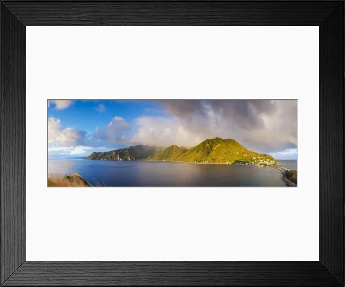 Framed Print : Dominica, St. Mark Parish, Scotts Head. An elevated view of the West Coast of Dominica Framed Print : Dominica, St. Mark Parish, Scotts Head. An elevated view of the West Coast of Dominica