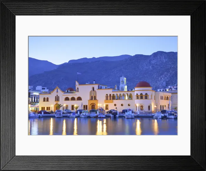 Framed Print : Harbour At Pothia, Kalymnos At Dusk, Dodecanese, Greek Islands, Greece, Europe