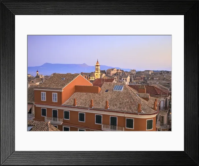 Framed Print : View Over Corfu Old Town With Agios Spyridon at Dusk, Corfu Old Town, Corfu, The Ionian Islands Framed Print : View Over Corfu Old Town With Agios Spyridon at Dusk, Corfu Old Town, Corfu, The Ionian Islands