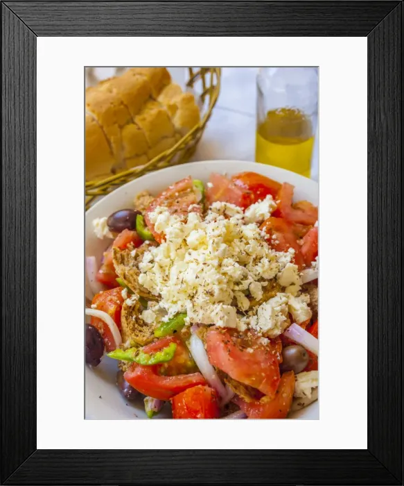 Framed Print : Greek Panzanella Salad, Kalymnos, Dodecanese, Greek Islands, Greece, Europe