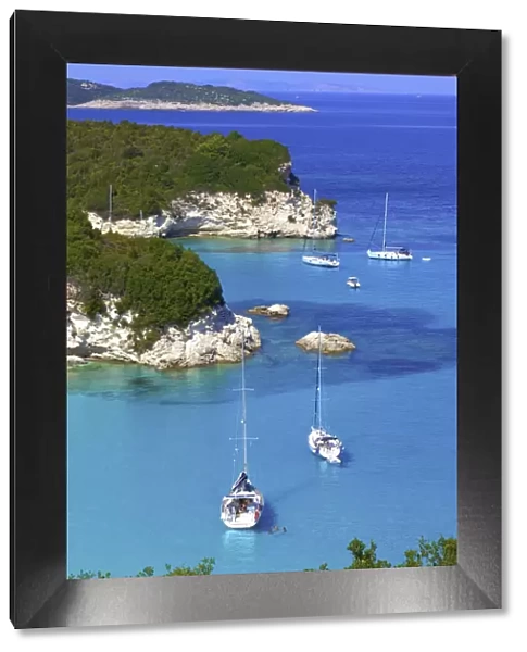 Elevated View of Voutoumi Bay, Antipaxos, The Ionian Islands, Greek Islands, Greece