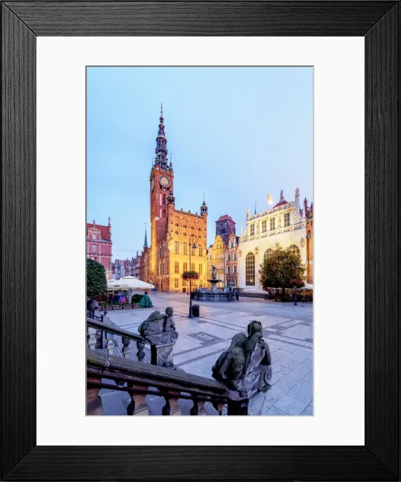 Framed Print : Poland, Pomeranian Voivodeship, Gdansk, Old Town, Twilight view of Long Market Framed Print : Poland, Pomeranian Voivodeship, Gdansk, Old Town, Twilight view of Long Market