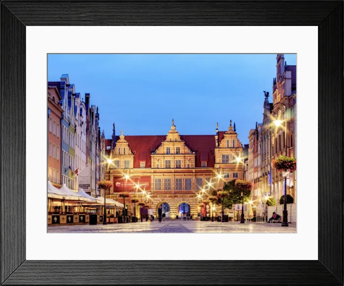 Framed Print : Poland, Pomeranian Voivodeship, Gdansk, Old Town, Long Market and Green Gate at twilight Framed Print : Poland, Pomeranian Voivodeship, Gdansk, Old Town, Long Market and Green Gate at twilight