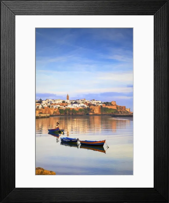 Framed Print : Harbour and Fishing Boats with Oudaia Kasbah and Coastline in Background, Rabat, Morocco Framed Print : Harbour and Fishing Boats with Oudaia Kasbah and Coastline in Background, Rabat, Morocco