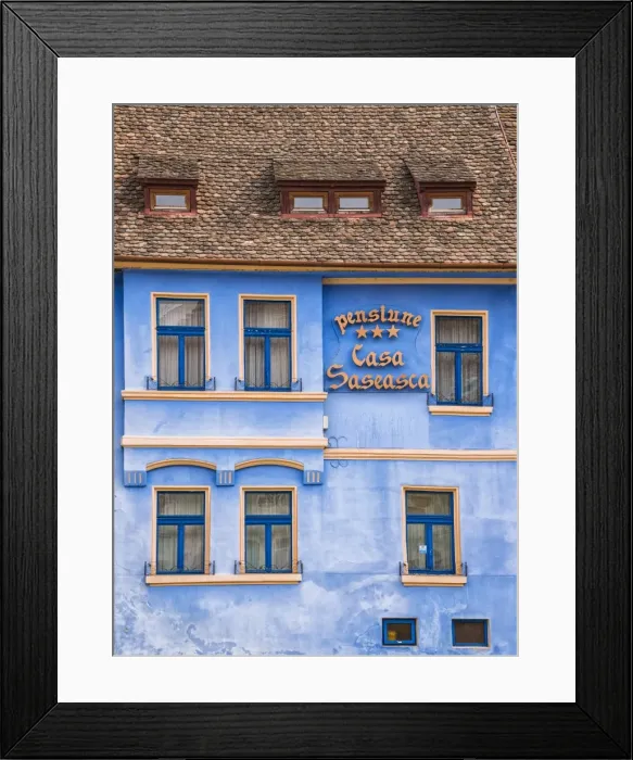 Framed Print : Colourful houses of Sighisoara, Transylvania, Romania