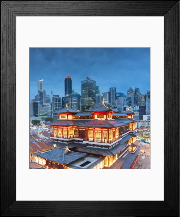 Framed Print : Buddha Tooth Relic Temple and skyscrapers, Chinatown, Singapore Framed Print : Buddha Tooth Relic Temple and skyscrapers, Chinatown, Singapore