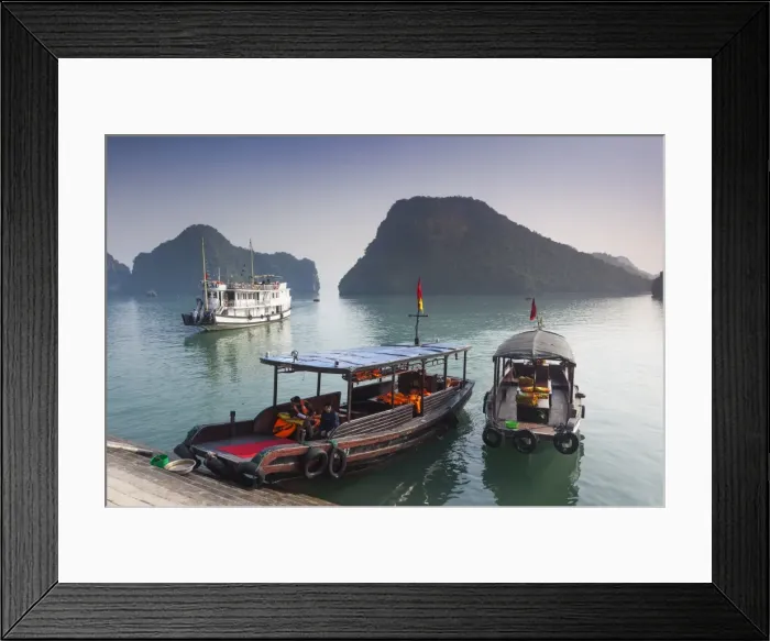Framed Print : Vietnam, Halong Bay, Tito Island, water taxis Framed Print : Vietnam, Halong Bay, Tito Island, water taxis