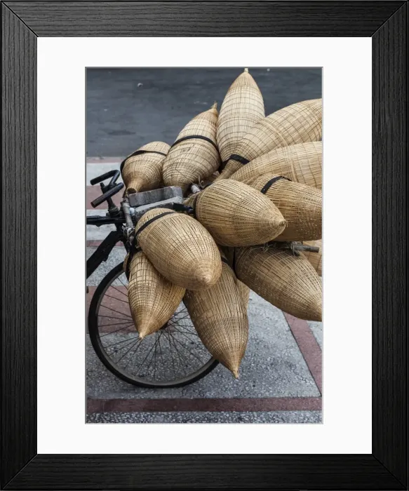 Framed Print : Vietnam, Ho Chi Minh City, bicycle with wicker baskets