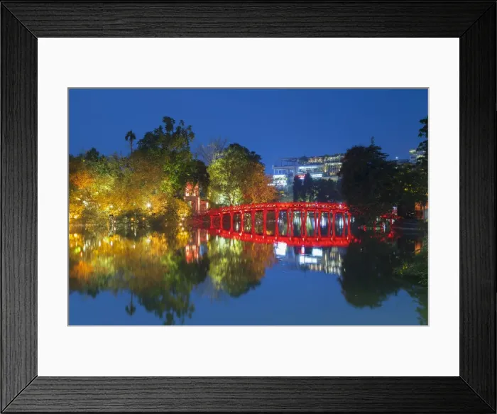 Framed Print : Ngoc Son Temple on Hoan Kiem Lake at dusk, Hanoi, Vietnam