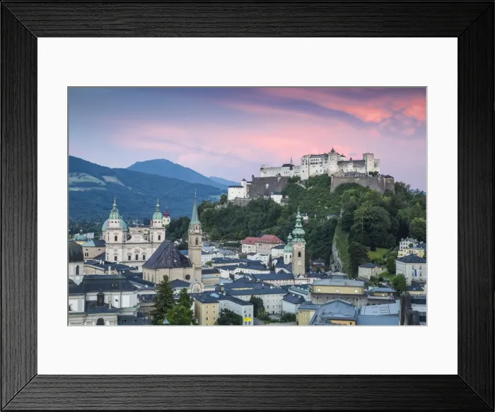 Framed Print : Austria, Salzburg, View of Hohensalzburg Castle above The Old City